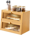 Large Double Layer Bamboo Bread Box for Kitchen Countertop - Fresh
