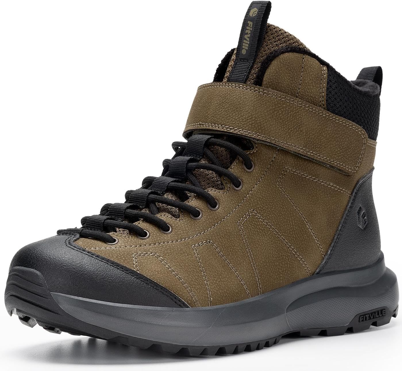 FitVille Wide Winter Boots for Men - Extra Wide Non-Slip Design