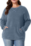 OLRIK Women Plus Size Corduroy Sweatshirt Oversized Crewneck