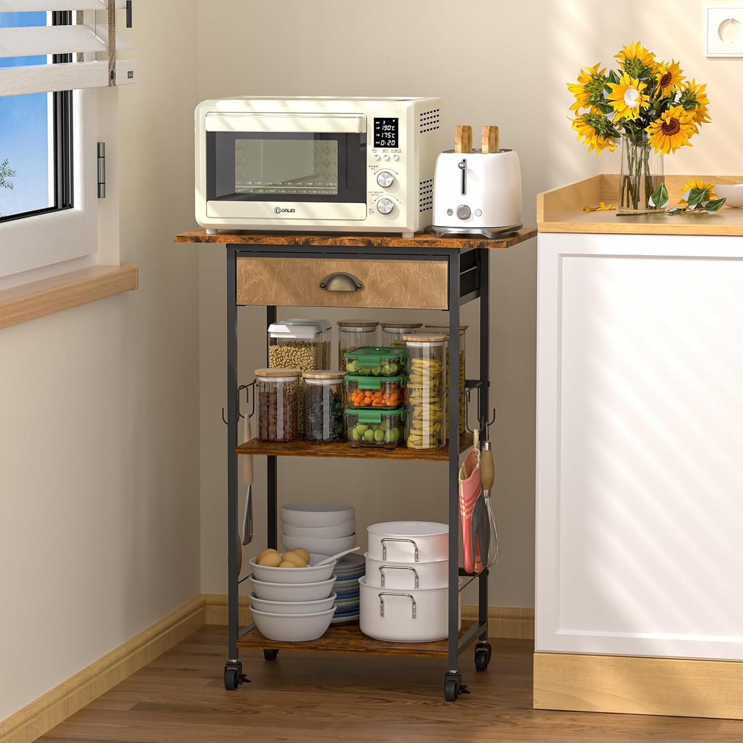 Rolling Microwave Cart: Organize with Ease