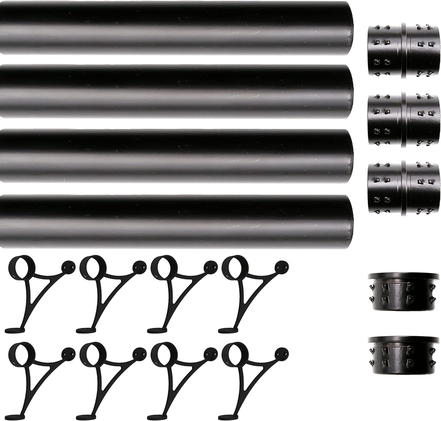 Solid Bar Mount Foot Rail Kit with Matt Black Stainless Steel