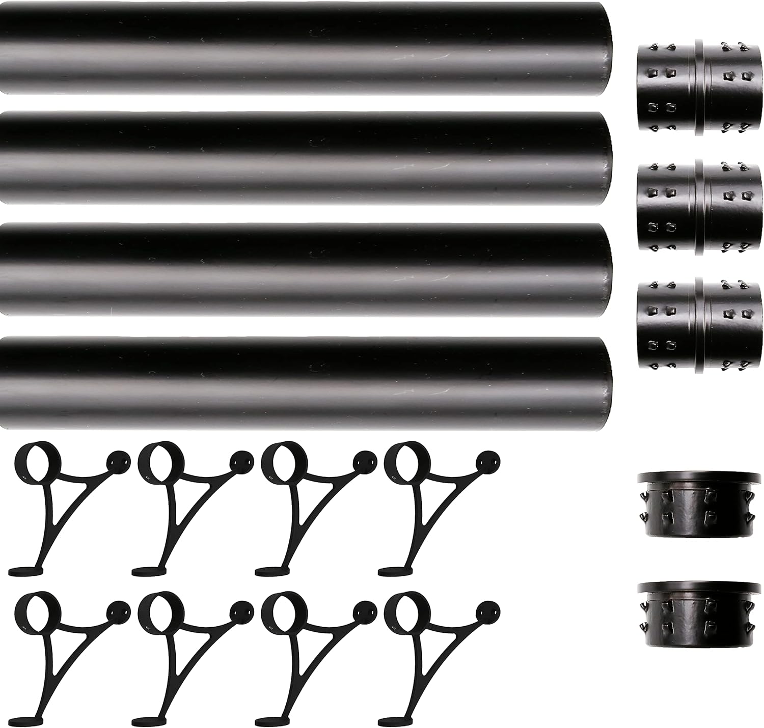 Solid Bar Mount Foot Rail Kit with Matt Black Stainless Steel