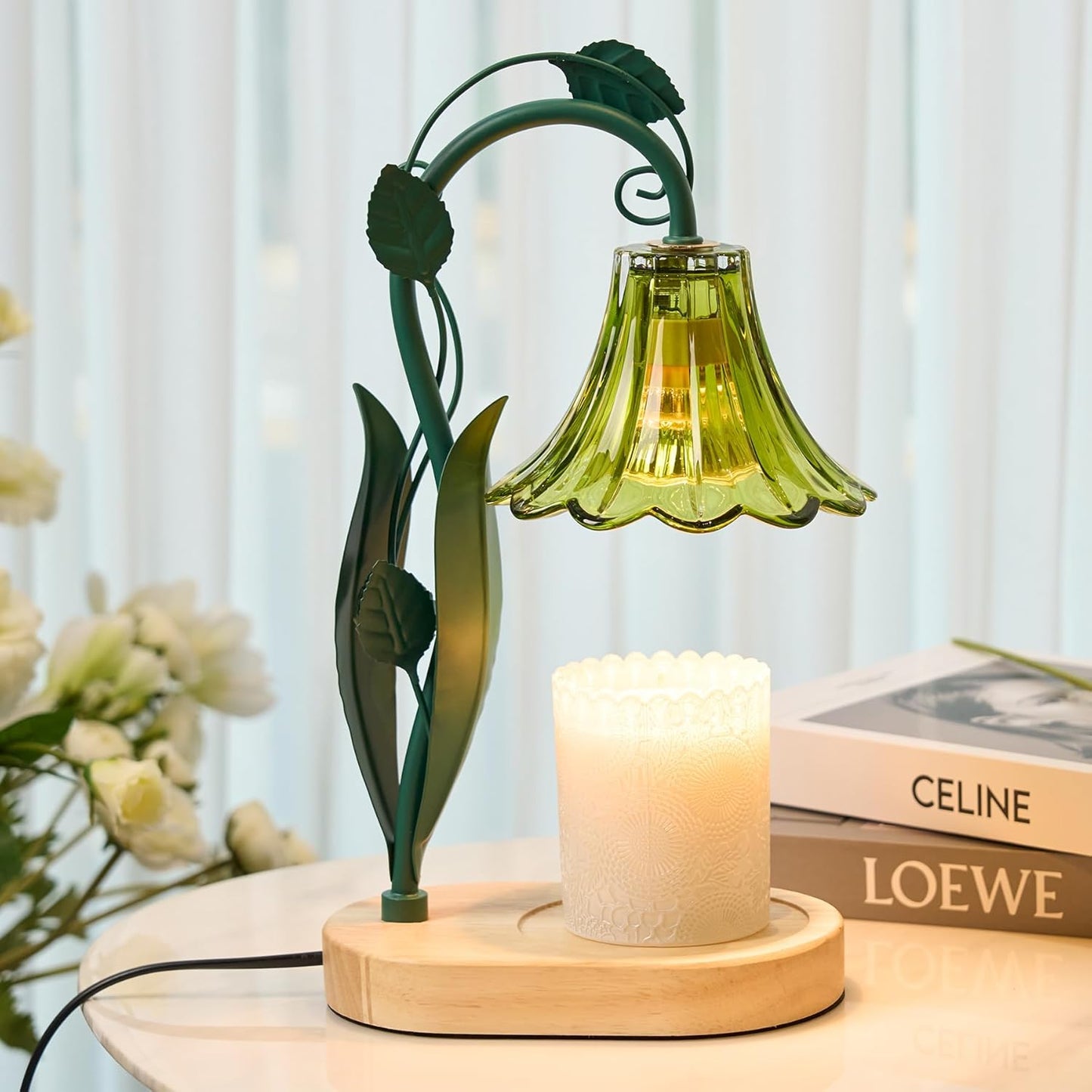 Flower Candle Warmer Lamp with Timer for Elegant Home Decor