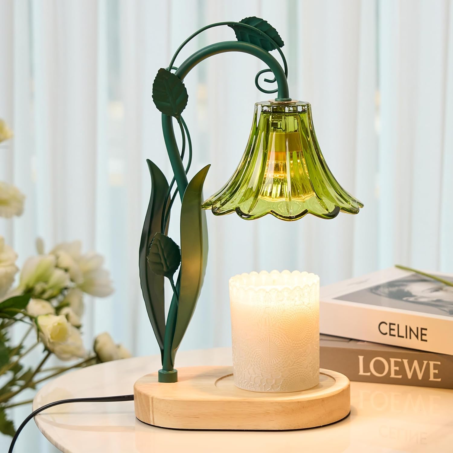 Flower Candle Warmer Lamp with Timer for Elegant Home Decor