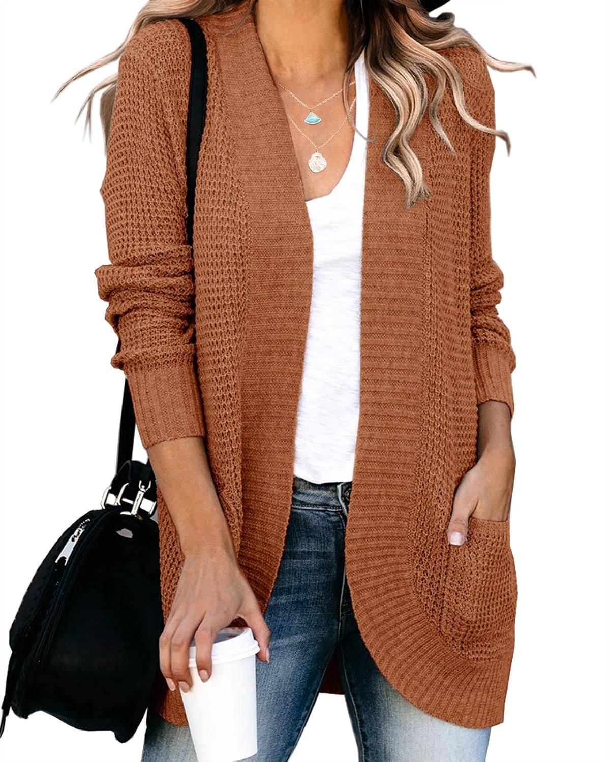 Saodimallsu Womens Loose Open Front Cardigan for Casual Style