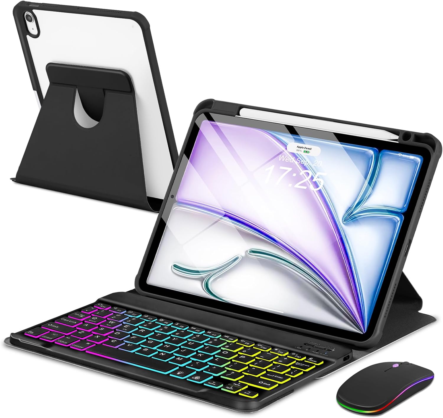 Rainbow Backlit Detachable Keyboard Case for iPad Air 11 inch