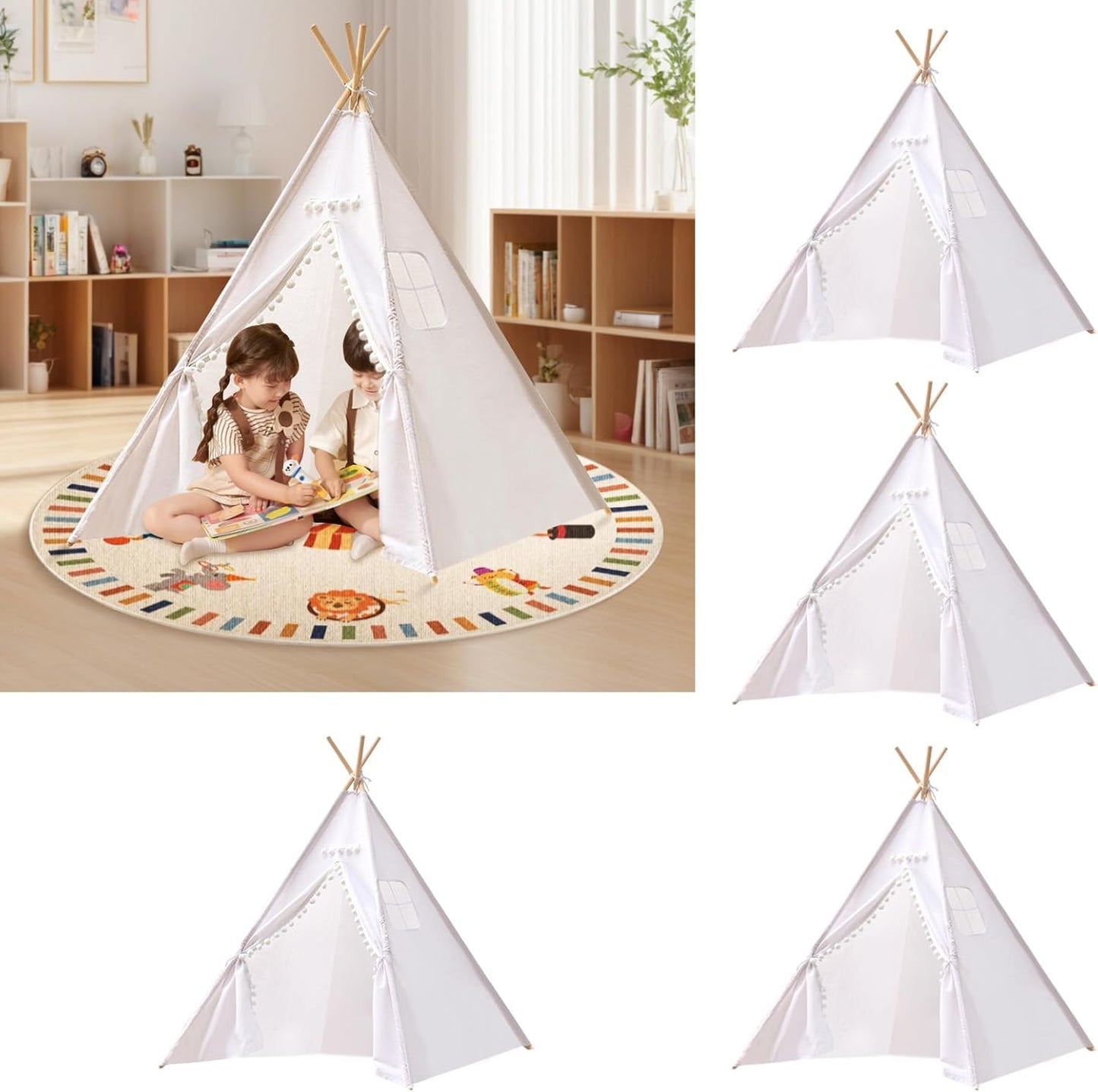 Foldable Washable Kids Teepee - Fun Sleepover Tent
