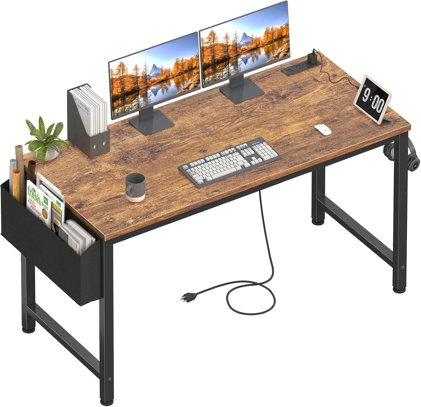 Lufeiya Gaming Desk with Power Outlet for Home Office Use