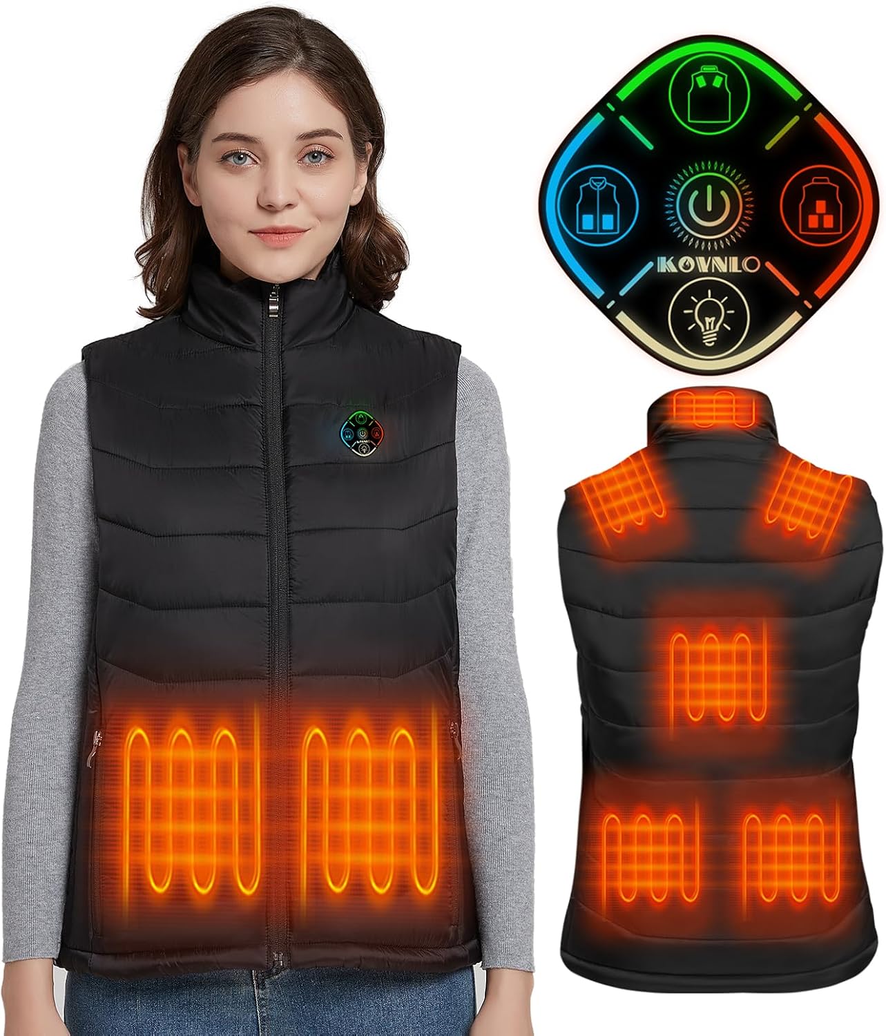 KOVNLO Heated Vest for Women with Smart Controller and Lights-out