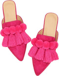 Verdusa Mules for Women Pointed Toe Tassel Slip On Flats - Comfortable