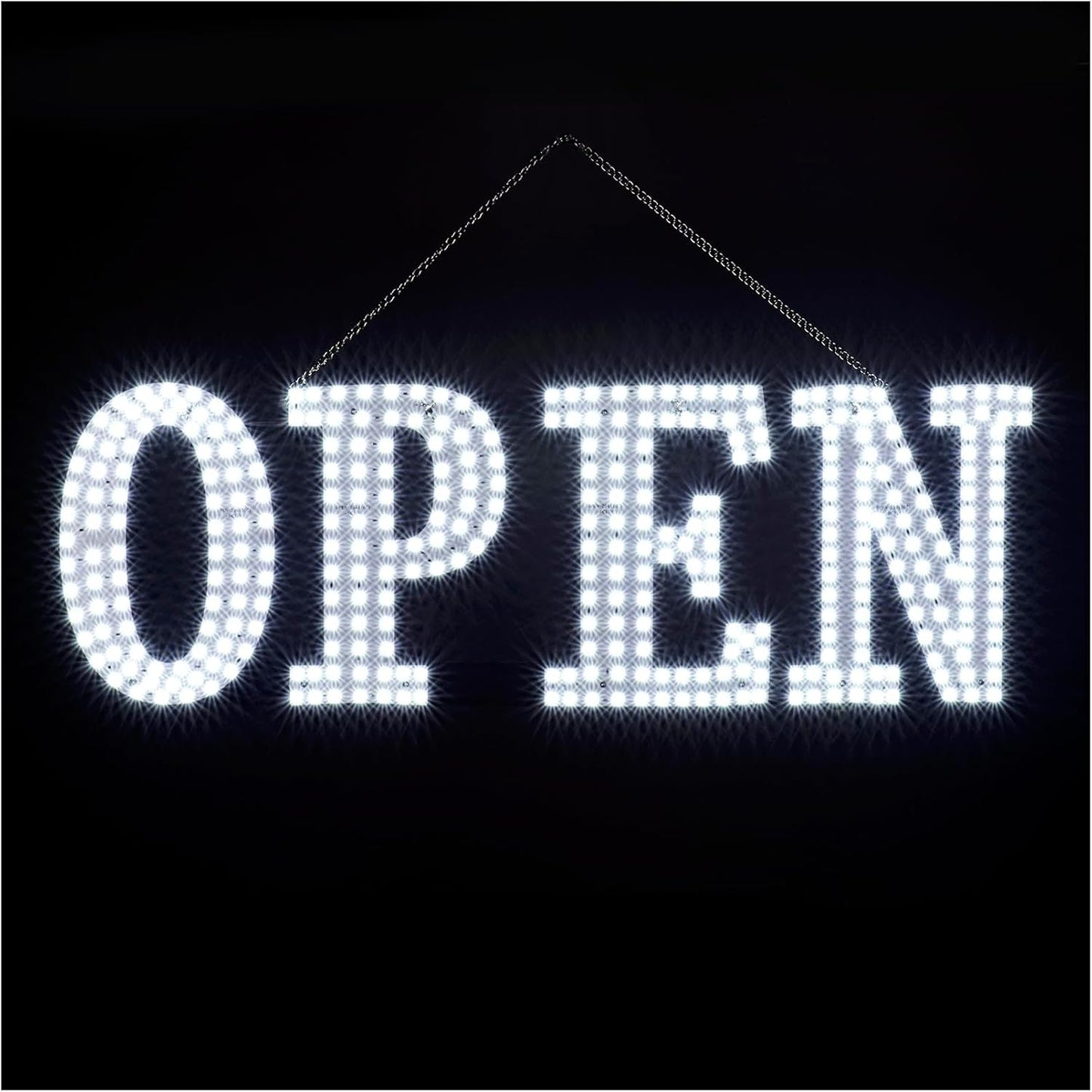 LED Open Sign White - Super Bright Open Sign with Chain