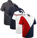 Mens Striped Short Sleeve Polo Shirts 4 Pack - Comfortable Fit