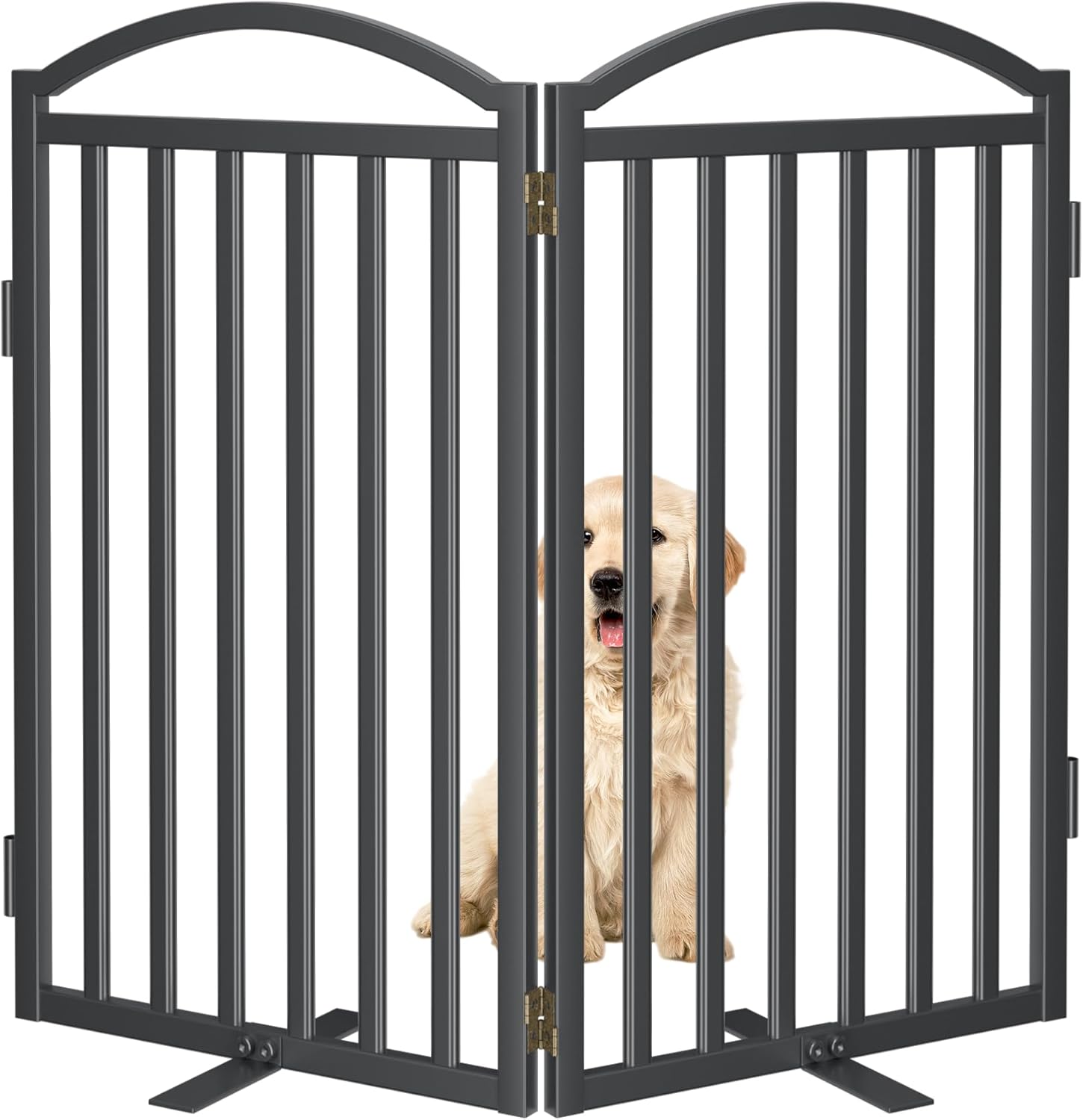 Malier Metal Freestanding Dog Gates with Door for Pets Safety