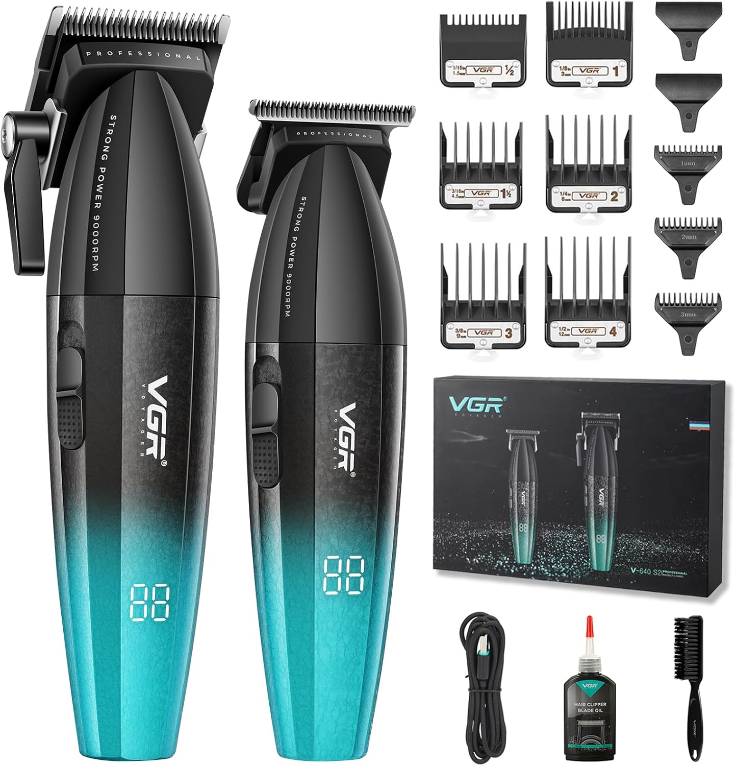 VGR 640S2 Professional Hair Clippers for Men with LED Display
