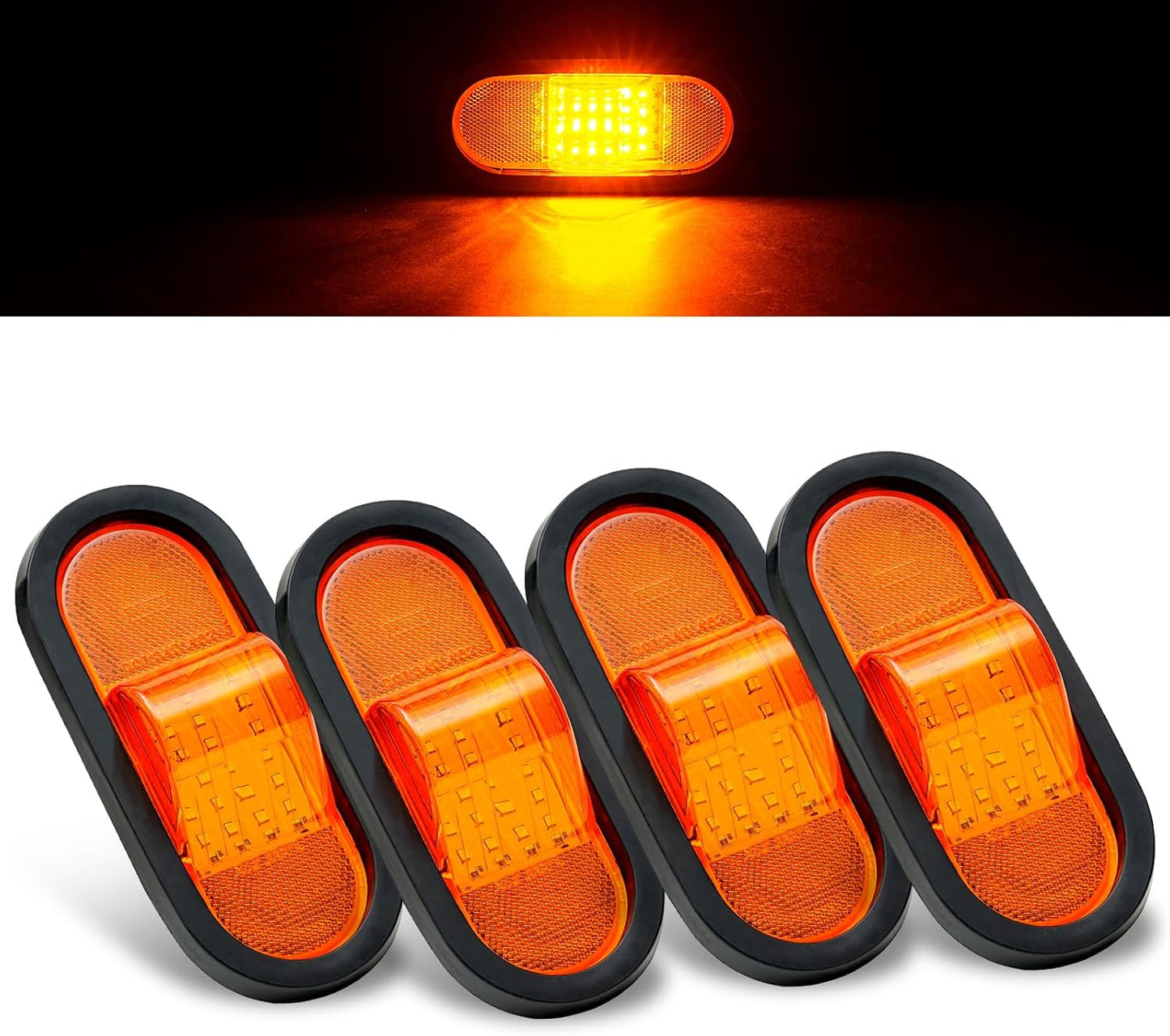 6.5 inch Oval LED Trailer Turn Signal Lights - Pack of 4