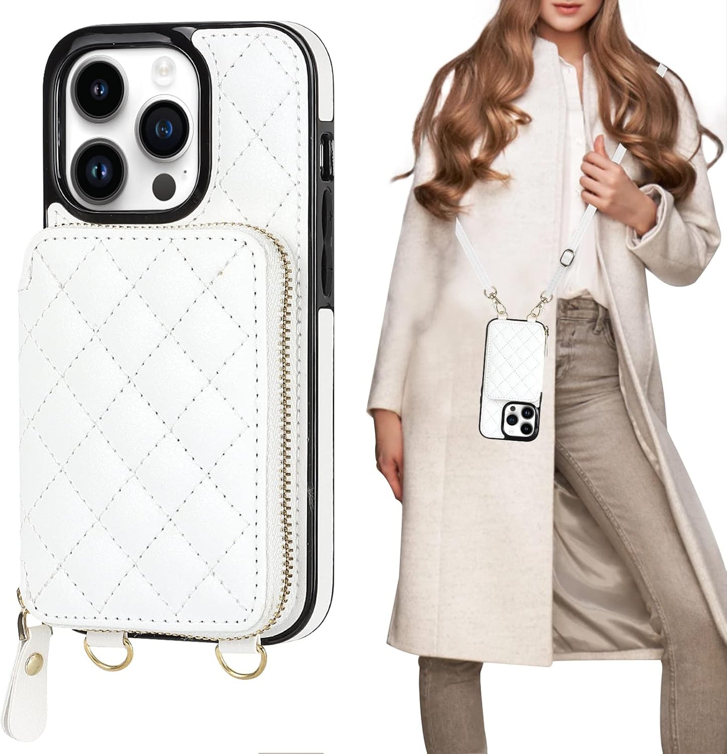 Bocasal Crossbody Wallet Case for iPhone 14 Pro with RFID Blocking