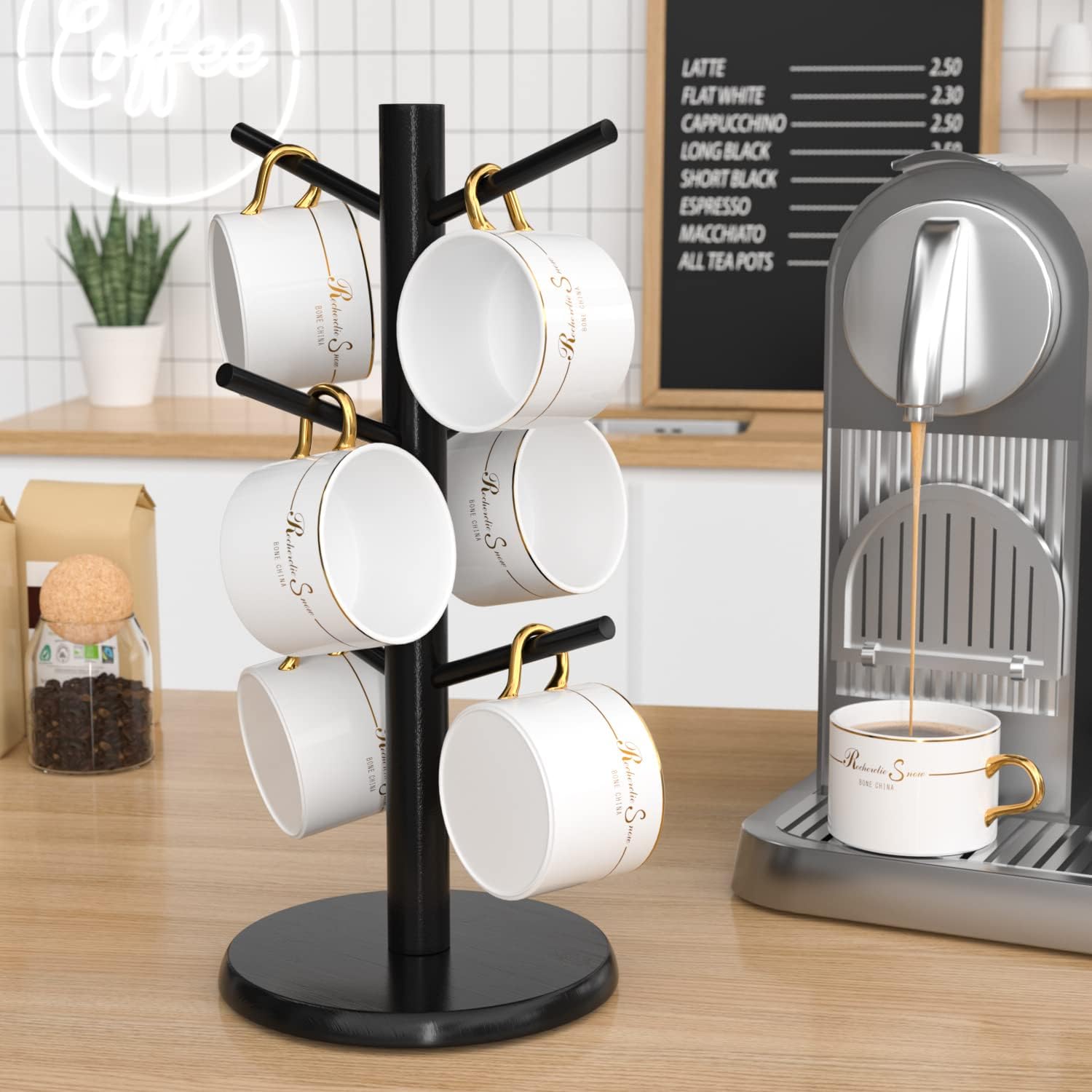 Bamboo Coffee Mug Holder - Neatly Organize