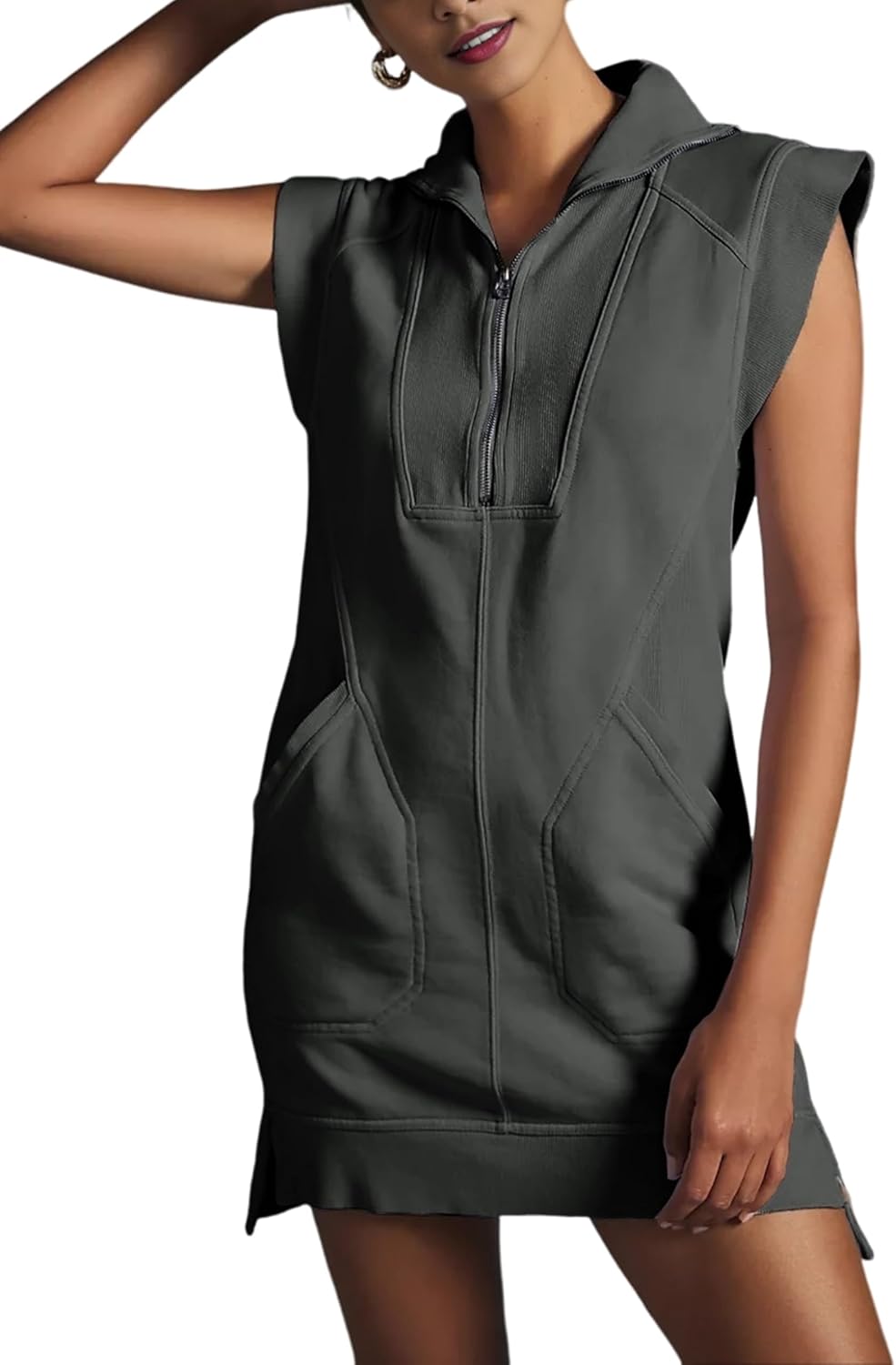 Qiaomai Womens Half Zip Sweatshirt Dress for Summer Style