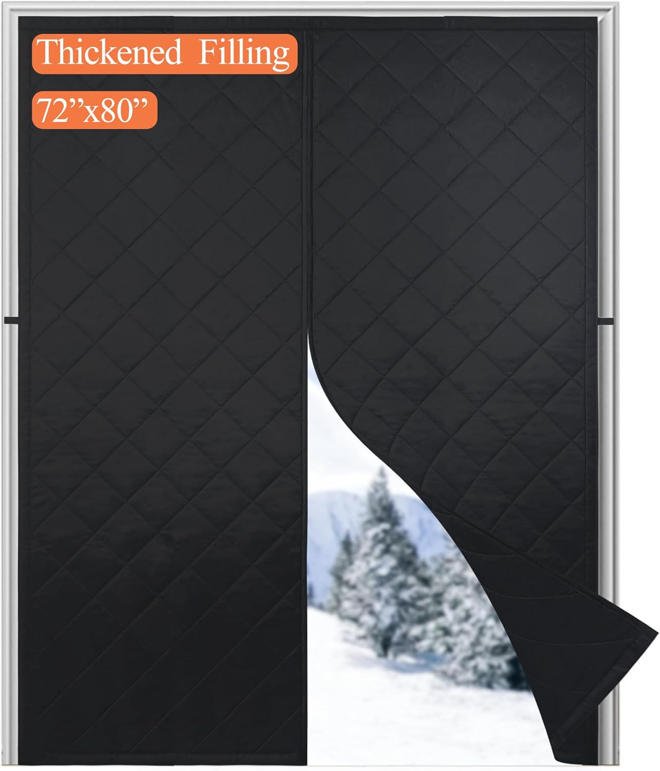 Thickened Wide Magnetic Thermal Insulated Door Curtain for Winter