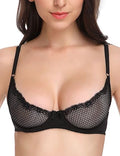 Wingslove Sexy Half Cup Lace Balconette Bra - Sheer Unlined Support