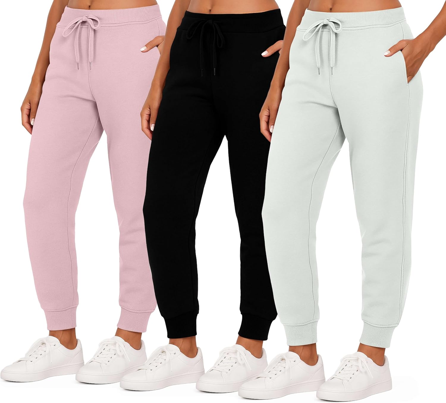 Women's Ultra-Soft Fleece Joggers: Cozy 3 Pack for All Sizes