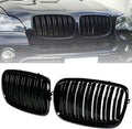 Front Bumper Kidney Grille Glossy Black Compatible with 2007-2014 BMW