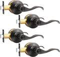 Privacy Door Levers Oil Rubbed Bronze - 4 Pack Keyless Handles