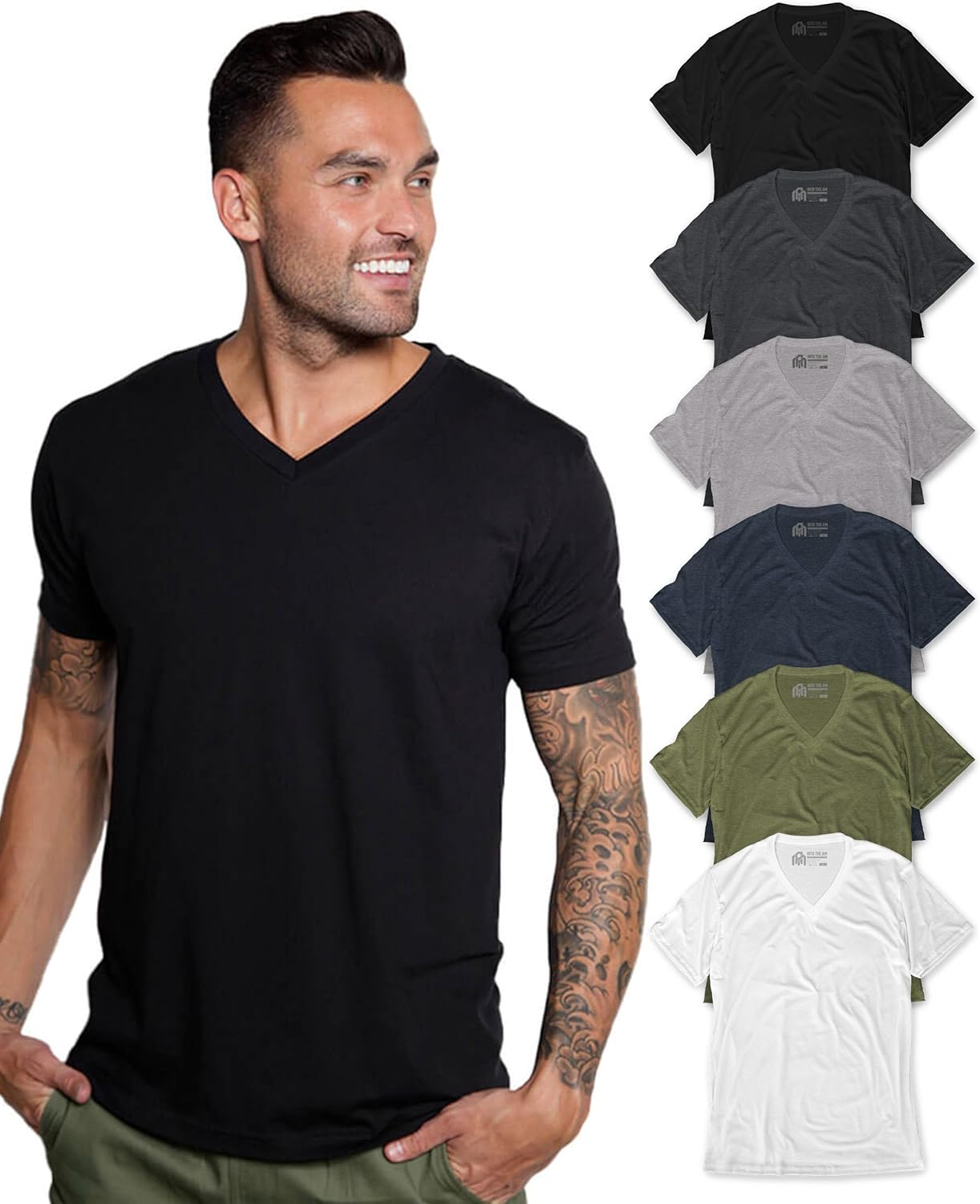 INTO THE AM Premium V Neck T Shirts for Men - Perfect Fit