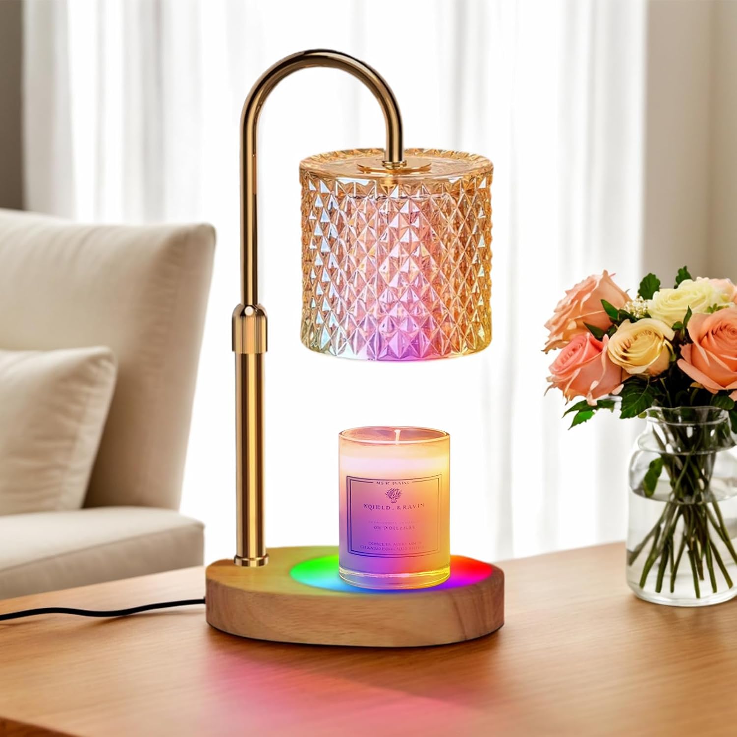Candle Warmer Lamp with 7 LED Color Changing for Home Decor