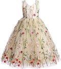 Embroidery Flower Girl Lace Dress for Kids - Elegant Maxi Gown