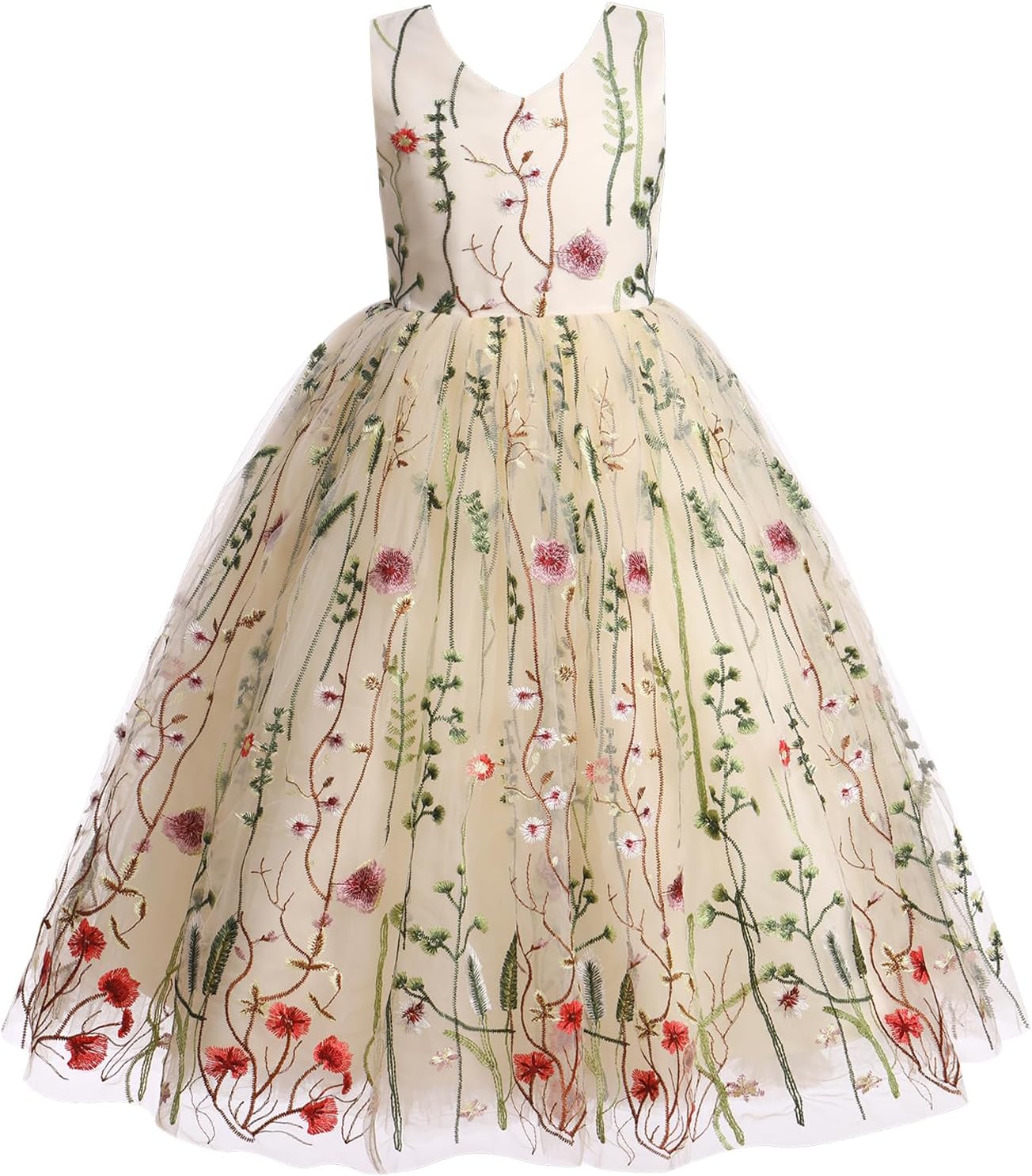 IDOPIP Flower Girl Lace Dress for Kids Wedding Pageant Party