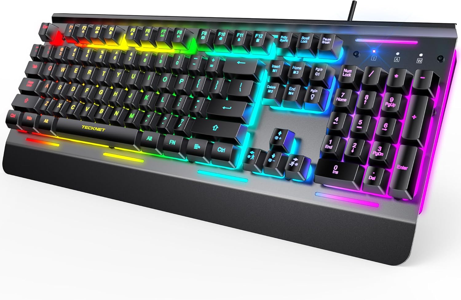 TECKNET Gaming Keyboard: RGB Illumination & Water-Resistant