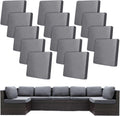 14Pcs Stretch Patio Cushion Covers Grey - Flexible Outdoor Slipcovers