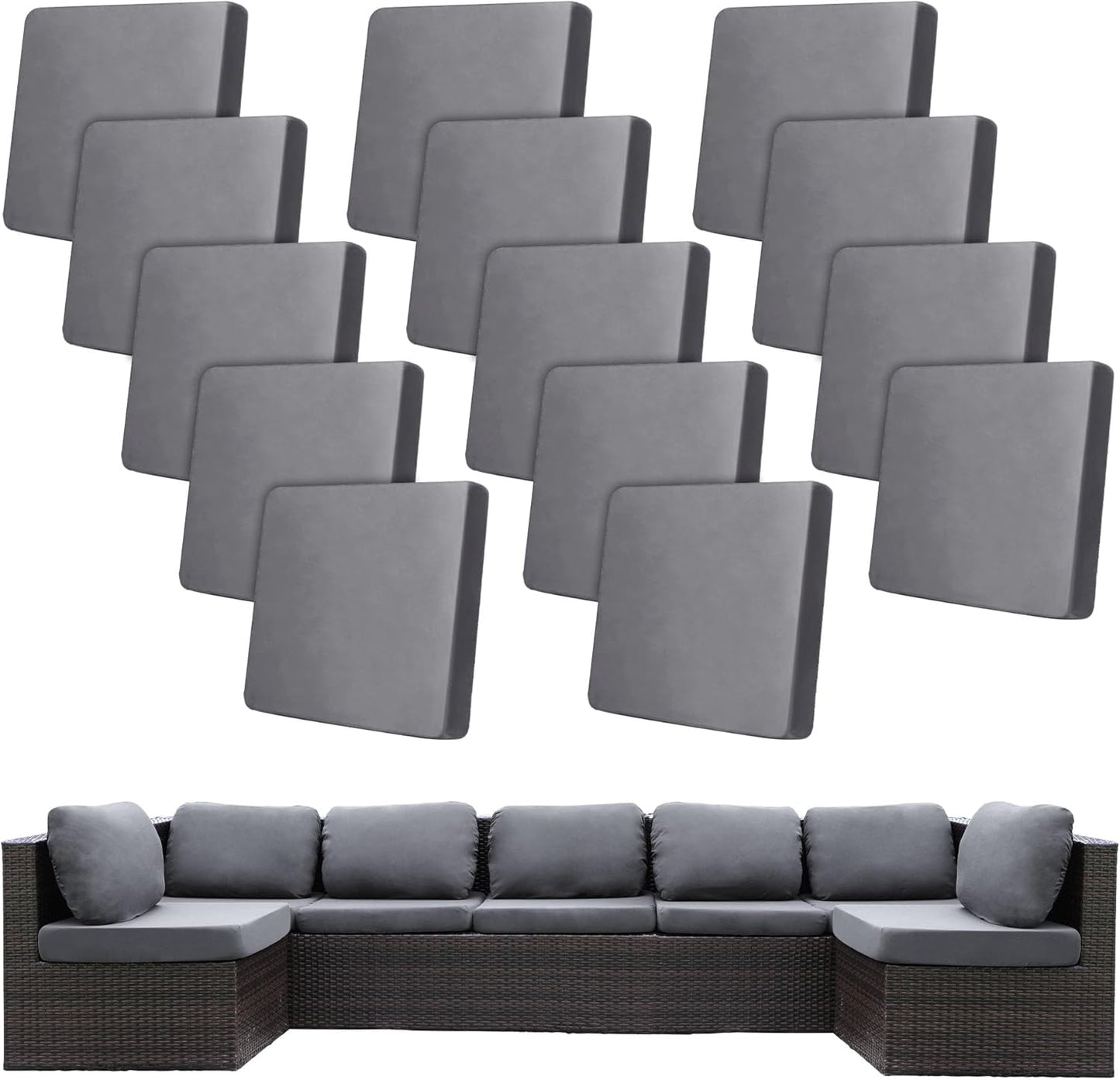 14Pcs Stretch Patio Cushion Covers for Outdoor Furniture Protection