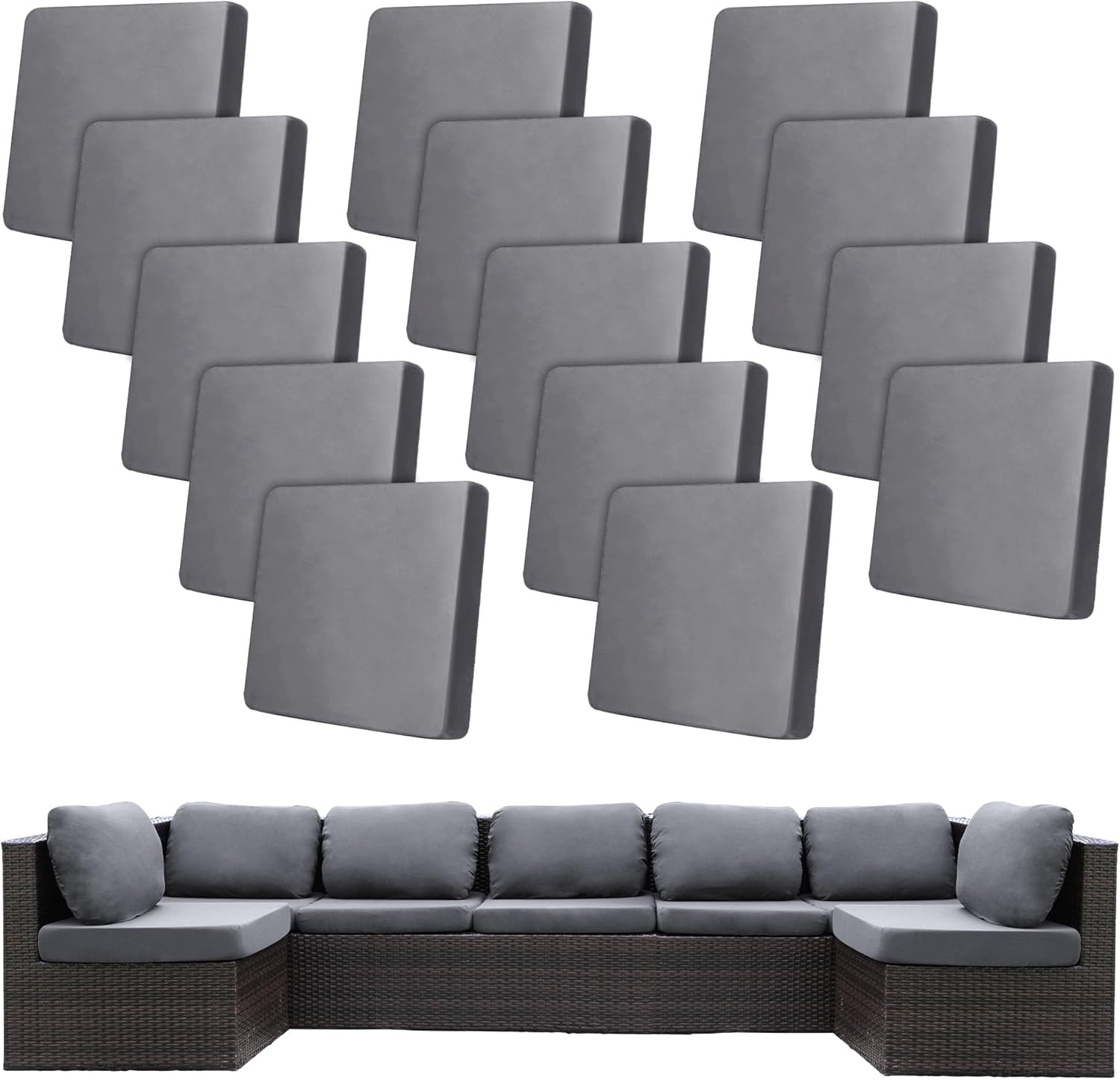 14Pcs Stretch Patio Cushion Covers for Outdoor Furniture Protection