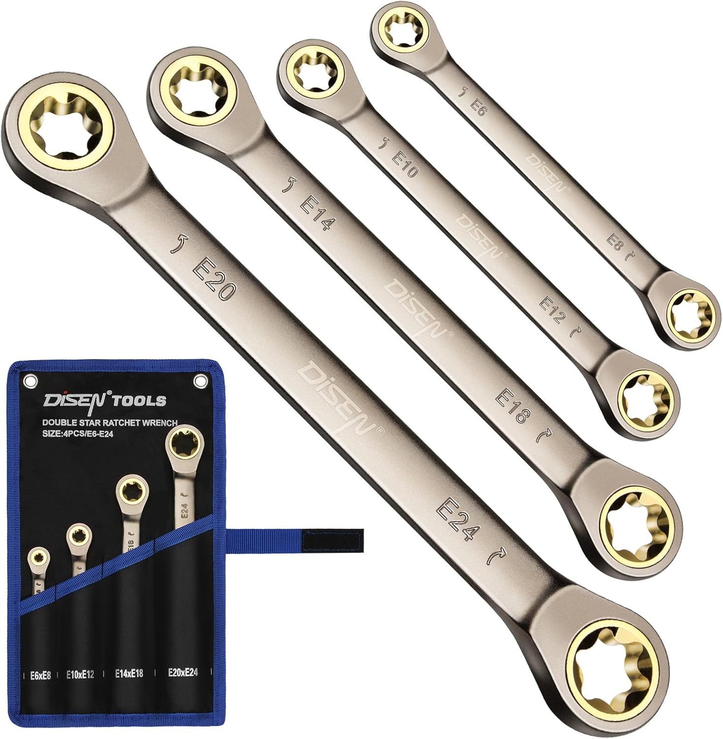 DISEN 2025 Upgraded E-Torx Double Box Ratcheting Wrench Set