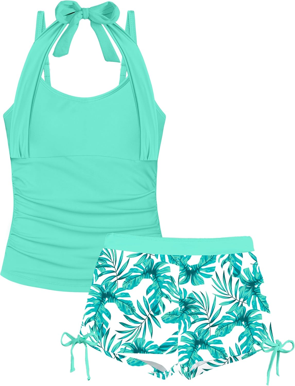 Girls Swimsuit 2 Piece Halterneck Tankini for Summer Fun