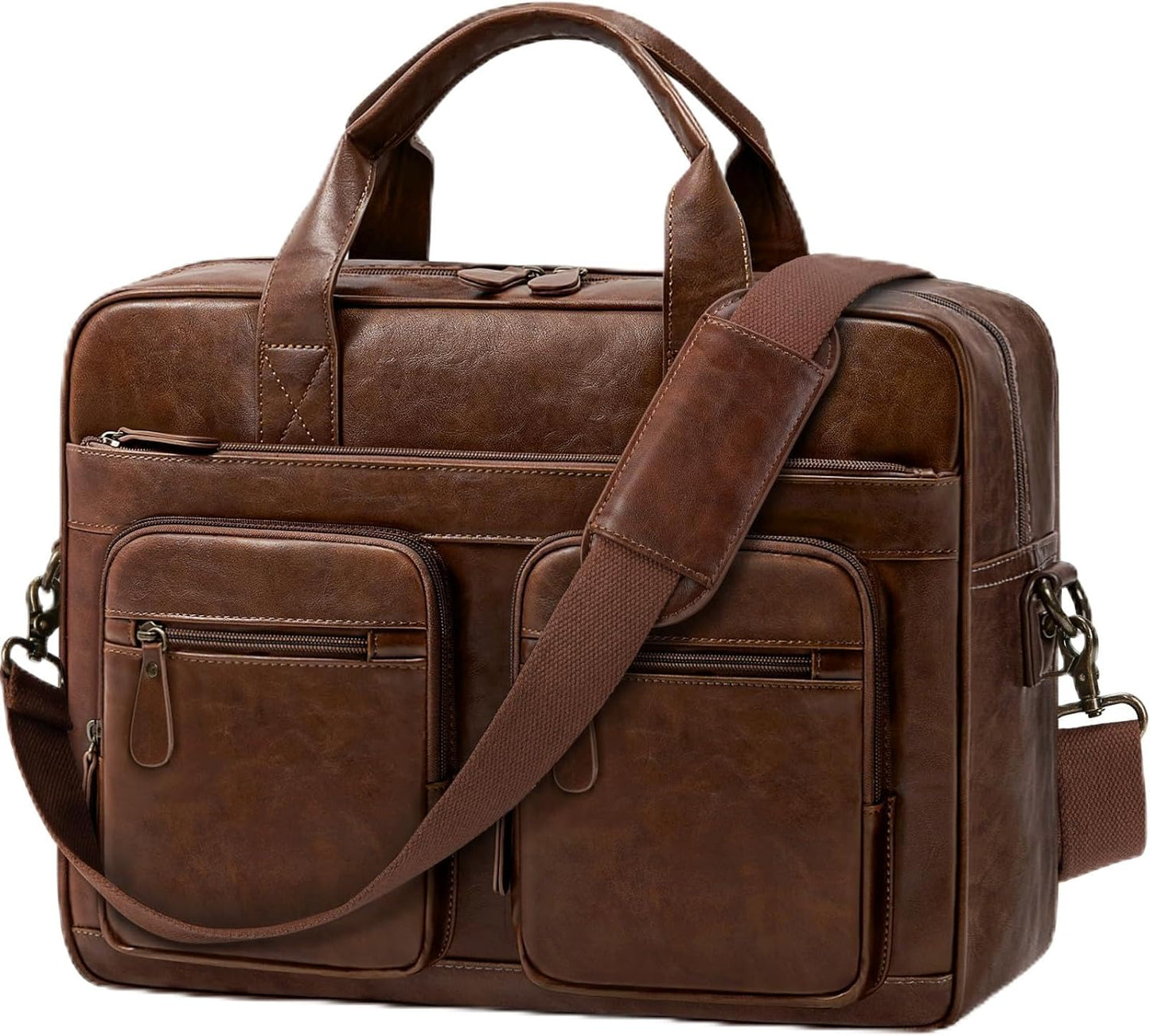 Vintage Messenger Bag for Men - Waterproof PU Leather Laptop Bag