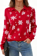 Women Knitted Collared Sweater V-Neck Polo - Soft Winter Pullover