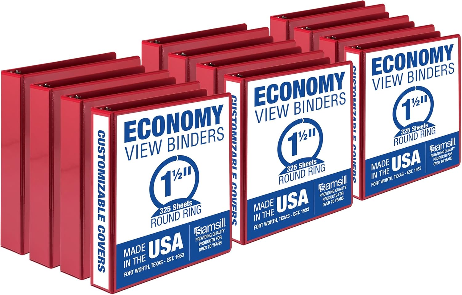1.5 Inch 3 Ring Binders for School, Home, Office - Red Pack
