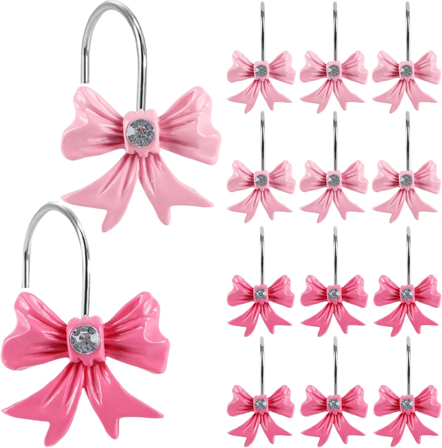Loneliness No More: 12PCS Pink Bow Shower Hooks
