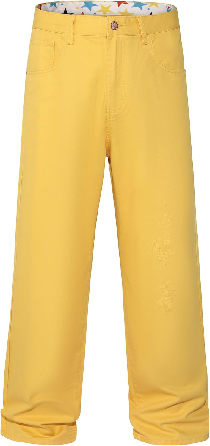 Men's Non-Stretch Loose Fit Wide-Leg Baggy Jeans for Comfort