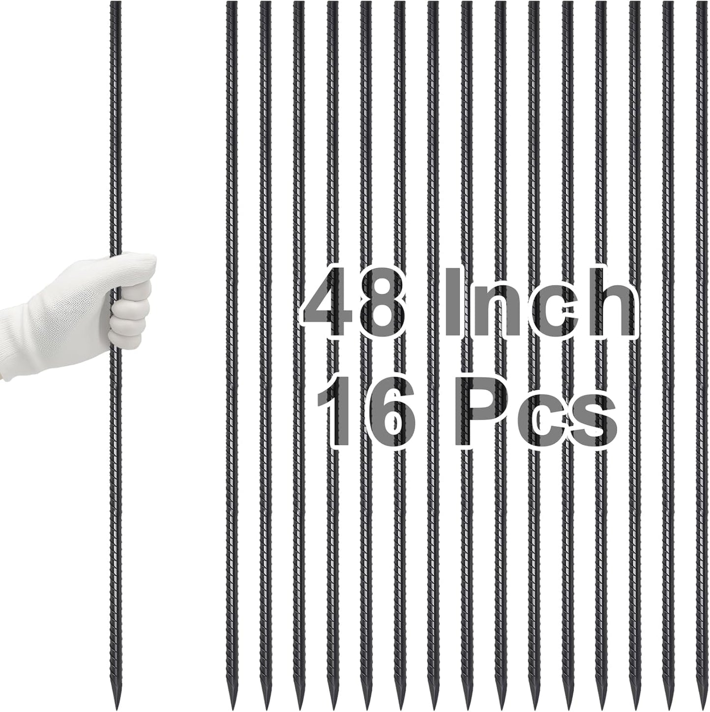 VVOKGO Rebar Stakes 48 Inch Heavy Duty Ground Anchors 16-Pack