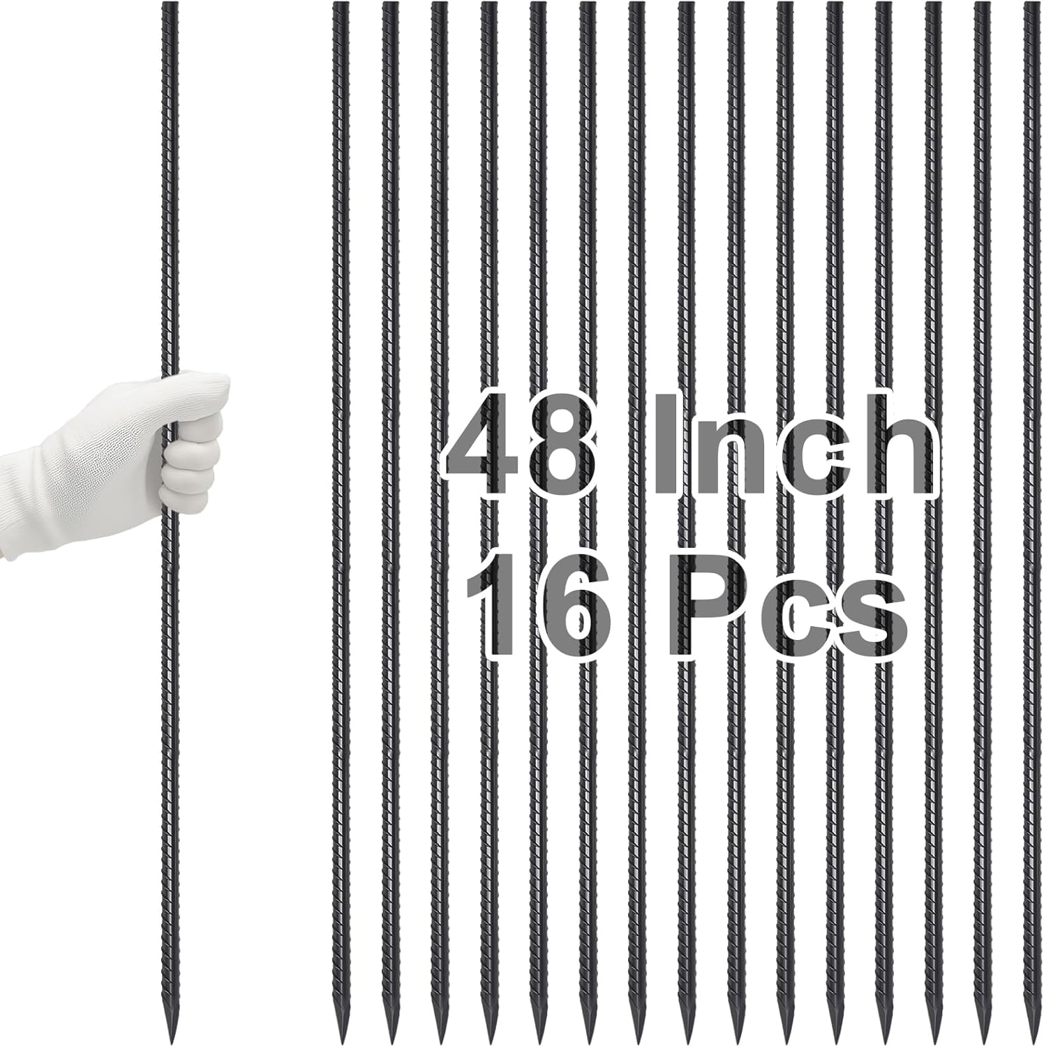 VVOKGO Rebar Stakes 48 Inch Heavy Duty Ground Anchors 16-Pack