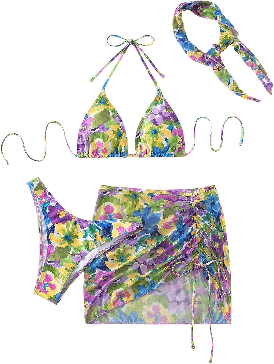 COZYEASE Women's 4 Piece Swimsuits Sexy Bikini Sets for Summer
