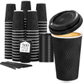 Lamosi 16 oz Disposable Coffee Cups with Lids - Insulated Hot Cups