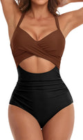 Eomenie Women's One Piece Swimsuit - Tummy Control Cutout Wrap Tie