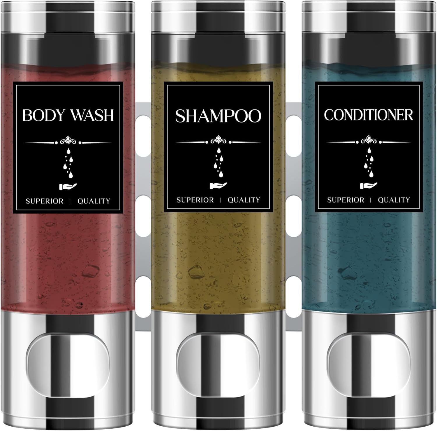 3-Chamber Shower Dispenser - Easy Access, No Drilling