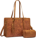 LOVEVOOK 15.6 Inch Laptop Bag for Women - Vintage Leather Work Tote
