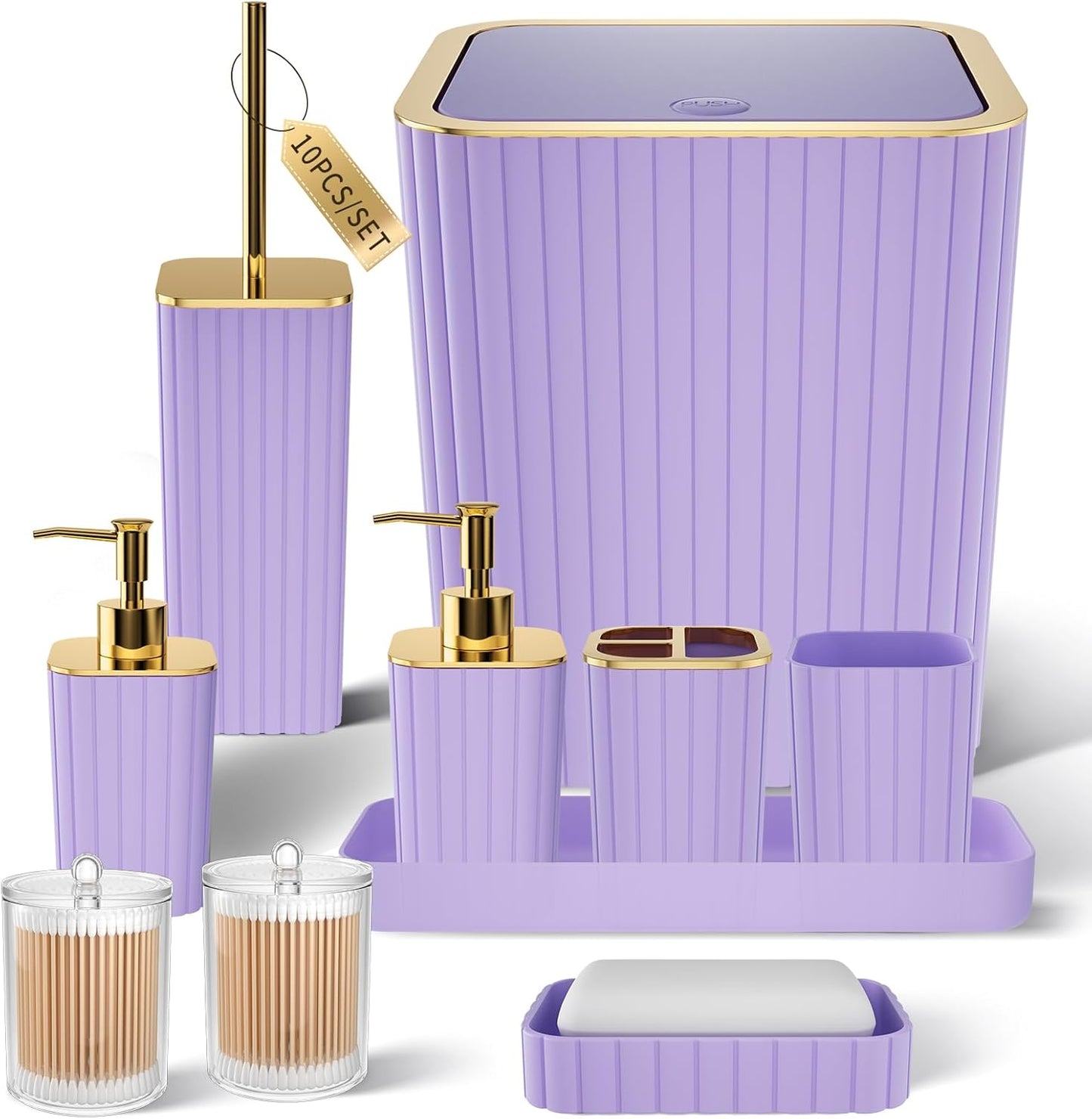 10PC Purple Bathroom Accessories Set for Stylish Home Decor